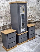 HANDMADE COUNTRY 1 DOOR 2 DRAWER MIRRORED  IN Dark Grey (NOT FLATPACKED)