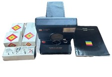 Vtg Polaroid SLR 680 Black Folding Instant Film Camera Untested Accessories
