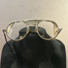 Bausch  Lomb Vintage Wire Rim Safety Glasses Goggles Mesh Sides '50s Motorcycle