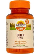 Sundown DHEA 50mg Support Sugar Metabolism 60 Vegetarian Tablets New EXP 12/2026