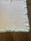 Vintage Mint Green & White Baby Afghan Blanket Crocheted w/Double Ruffle 30 X 36 — photo 3