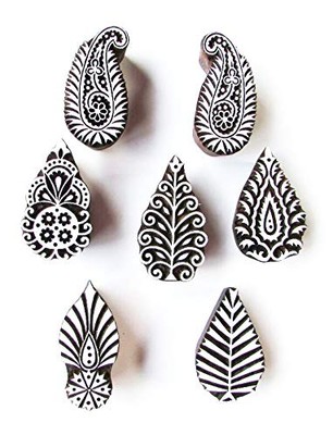 Paisley Shape Floral Wooden Printing Block Fabric Printing Block Textile Stamps
