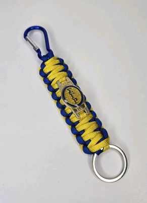 Sigma Gamma Rho Paracord Woven Key Chain With Carabiner - Blue / Yellow