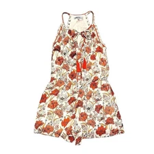 Bailey Blue Floral Halter Romper Orange and Cream Women's Size Small