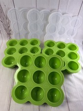 Lot 3 Baby Bliss Green Silicone Freezer Homemade Baby Food Tray 2.5 oz with Lids