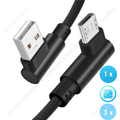 Micro USB Charging Cable Fast Quick Charging Data Cord 90 Degree Elbow 3/6/10FT