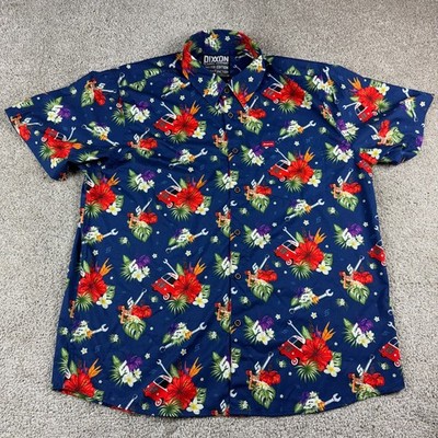 Dixxon Flannel Company Shirt Mens XXL 2XL Blue Snap On Party Button Up Hawaii