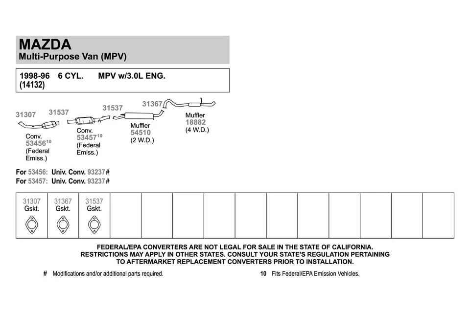 For Chevy Corvette 00-04 Walker Fiber 2-Bolt Exhaust Manifold Flange Gasket Foto 2 de 4