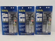 Vintage Lot Of 3 1990 NOS Schick Slim Twin Razor System 2 Blade Cartridges