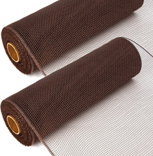 2 Rolls Chocolate Brown Mesh Ribbon, 10 Inch X 30 Feet 10Yard per Roll, Fall Ri