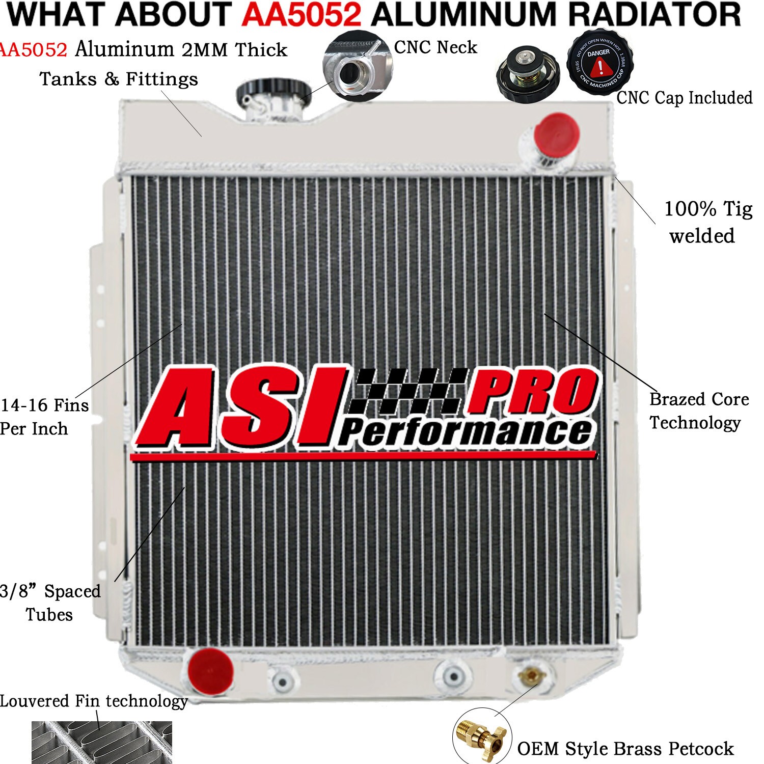4 Row Aluminum Radiator For 1960-1966 Ford Mustang Falcon Mercury Comet 5.0L V8