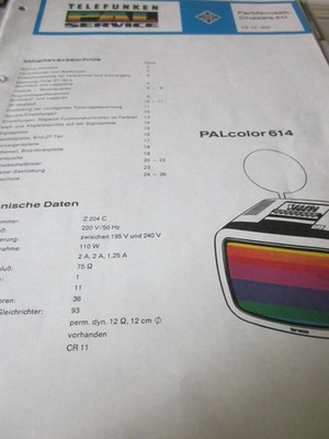 Telefunken  Tv Chassis 511  PALcolor 614 Schaltpläne & Service Manual 1339