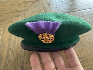 Vintage Boy Scout Wool Beret Hat Cap Green Japan Scout Association