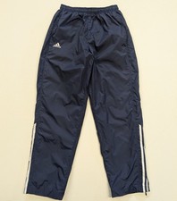 VTG Y2K Adidas Windbreaker Track Pants Mens Small Stripes Navy Blue