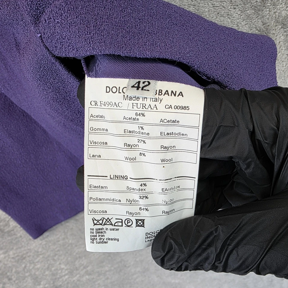 Falda Dolce & Gabbana Mujer IT 42 US 6 Púrpura Mezcla Lana Hecha en Italia Clásica Foto 4 de 4