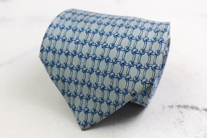 Hermes Checkered Pattern Silk Necktie Luxury Auth… - image 9