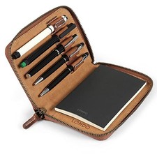 Genuine Leather Padfolio   Portfolio Folder with Pencil Holder, Cinnamon