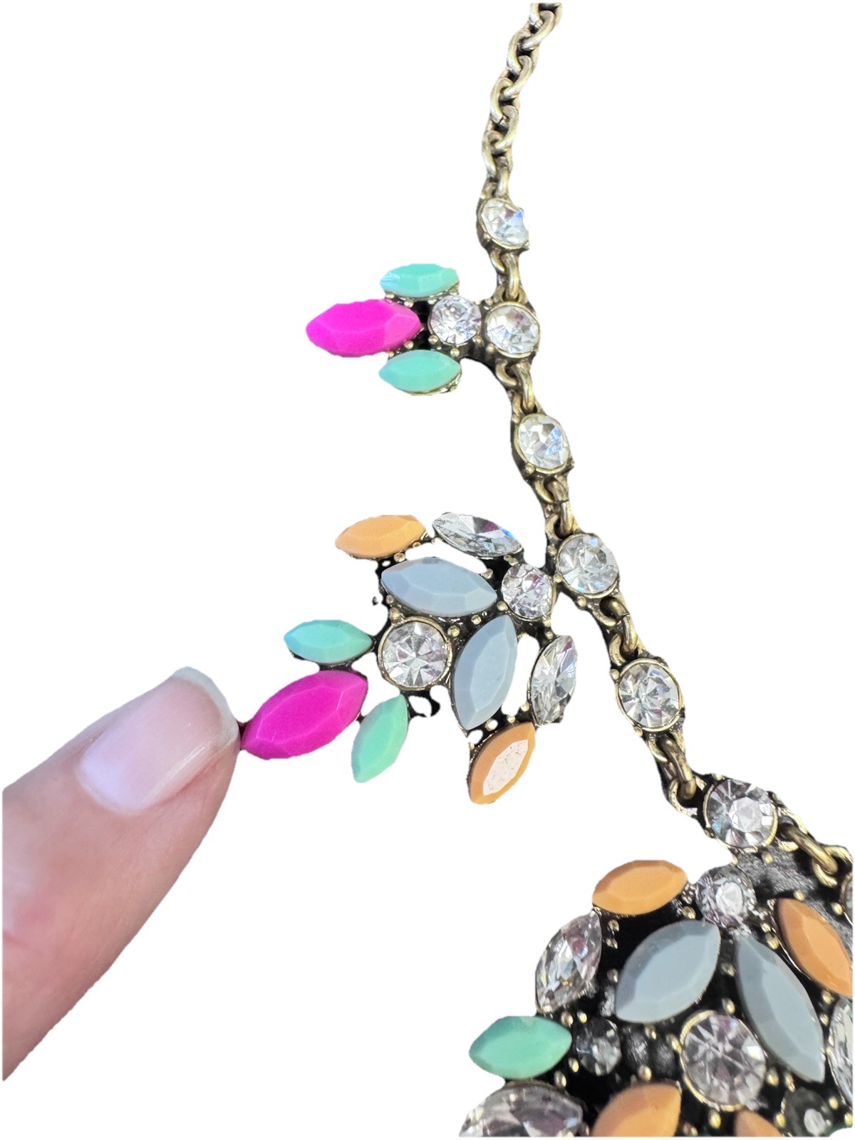 J.Crew Statement Necklace Multicolored Stones Gol… - image 3