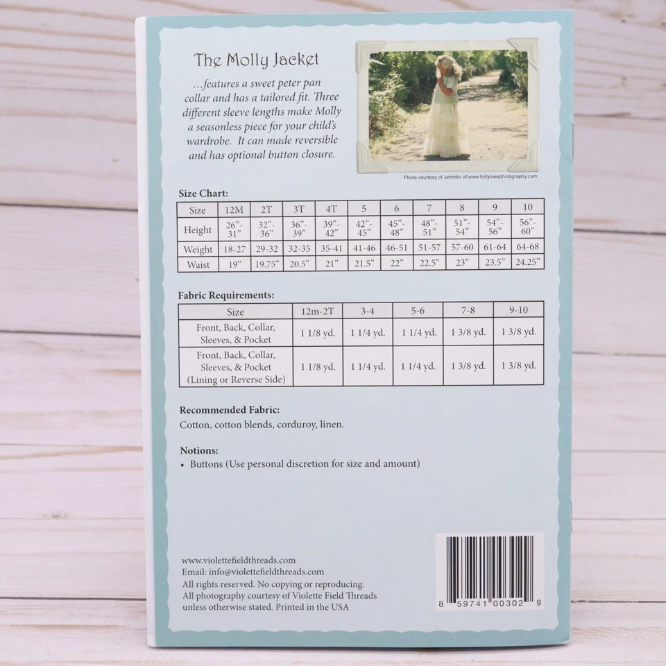 Violette Field Threads Retro Reversible Jacket Molly Pattern Sz 12m-10 yrs UNCUT - Image 3 of 4