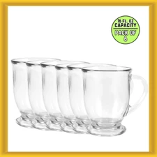 Anchor Hocking 16oz. BPA Free Café Glass Coffee Clear Mugs (6 PACK) NEW