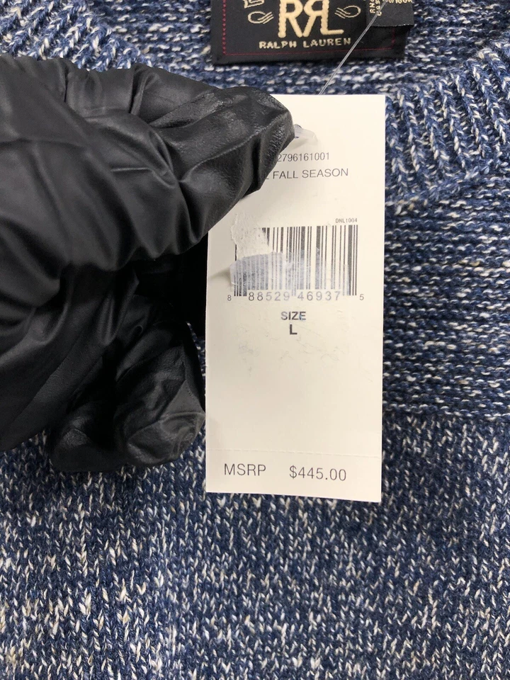 Ralph Lauren RRL Crewneck Melange Varsity Knit Blue Pullover Sweater Large - Image 4 of 4