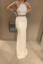 tiffany illusion prom dress White Rose Gold Sequin Sparkle US Size 2 UK Size 6