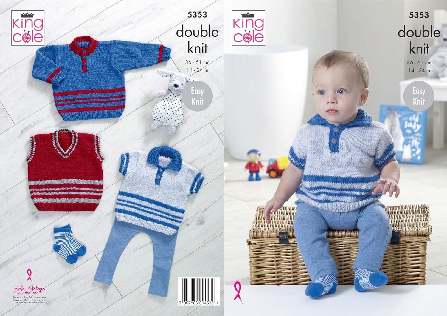 King Cole Baby DK Knitting Pattern  - 5353 Sweater, Polo Top & Tank Top