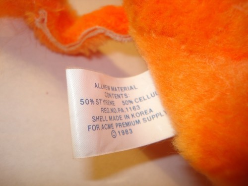 Vintage orange Löwe Stofftier 1983 ACME Korea nie benutzt! St Louis Mo. - Bild 4 von 5