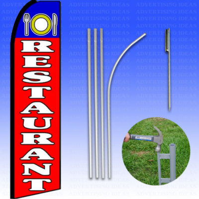 Feather Flag Swooper Advertising Flag Banner Sign 15' Tall Kit - RESTAURANT