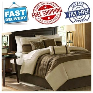 Madison Park Palmer 7 Piece Comforter Set Natural Queen