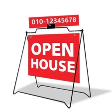 4 UNIT  22" x 18" Double-Sided Metal BLACK A-Frame Sign Holder， Sidewalk Sign