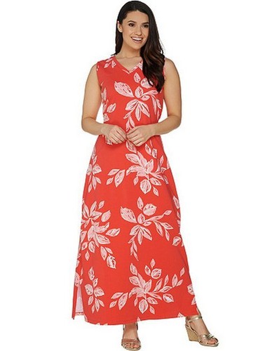 Denim & Co Floral Maxi Dress Shrug Black & White XS New V-Neck Sleeveless - Picture 3 of 6
