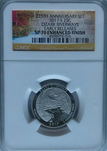 NGC SP70 2017-S OZARK RIVERWAYS Quarter Missouri 225th Anniversary US Mint Set *
