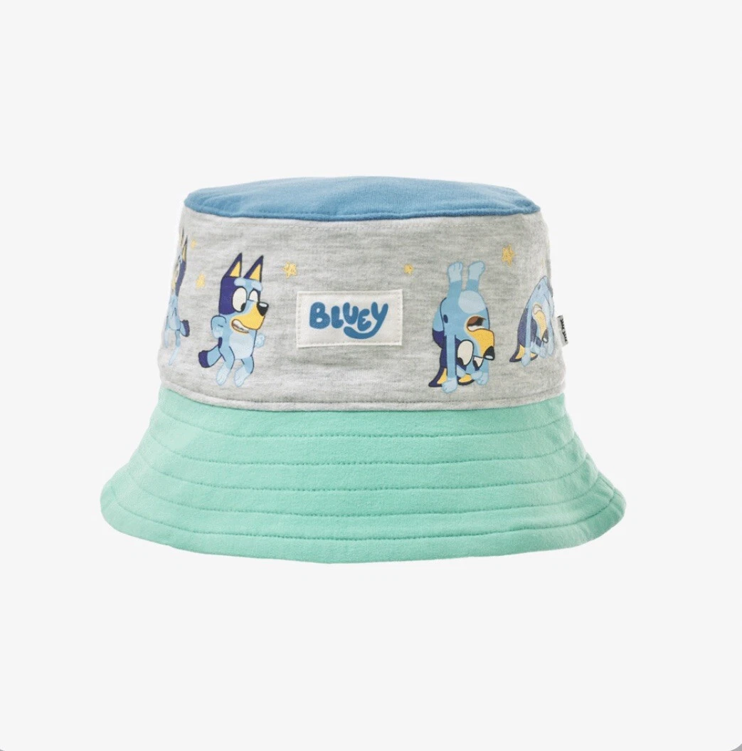 Little Sleepies Bluey Graphic Color Block Bucket Hat Size 2-5T NWT