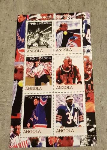 ANGOLA- SPORTS LEGENDS - MICHAEL JORDAN-JOE DEMAGGIO MINIATURE  SHEET -  MNH