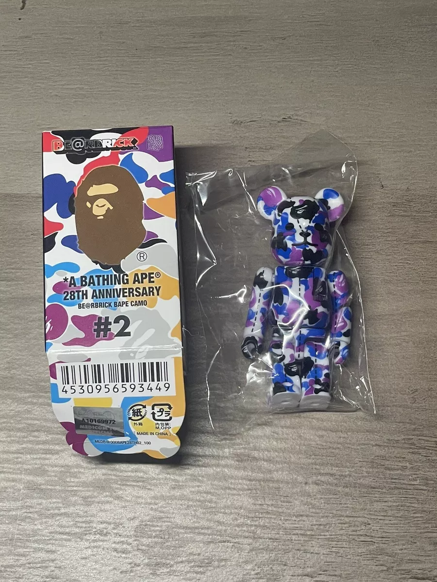 Bearbrick Be@rbrick 100% A Bathing ape Bape 28th Anniversary #2 Purple Blue  Camo