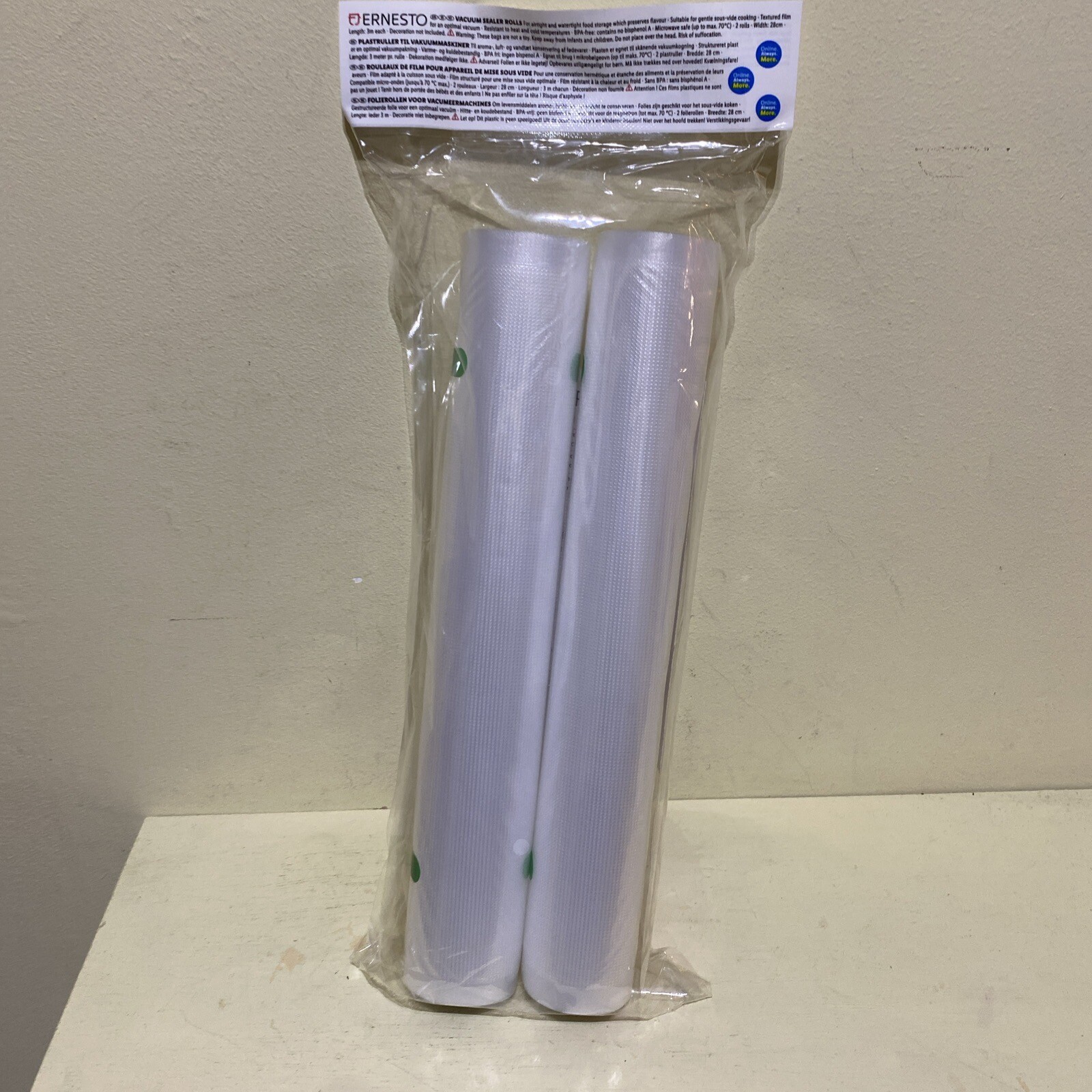 Ernesto 28cm 2 Pack Textured Vacuum Sealer Rolls Food 3metres