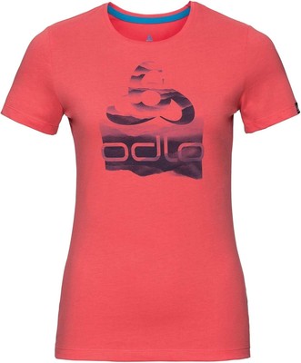 Odlo Damen T-Shirt BL TOP Crew NeckKurzarmshirt KUMANO Logo, Rot, XS