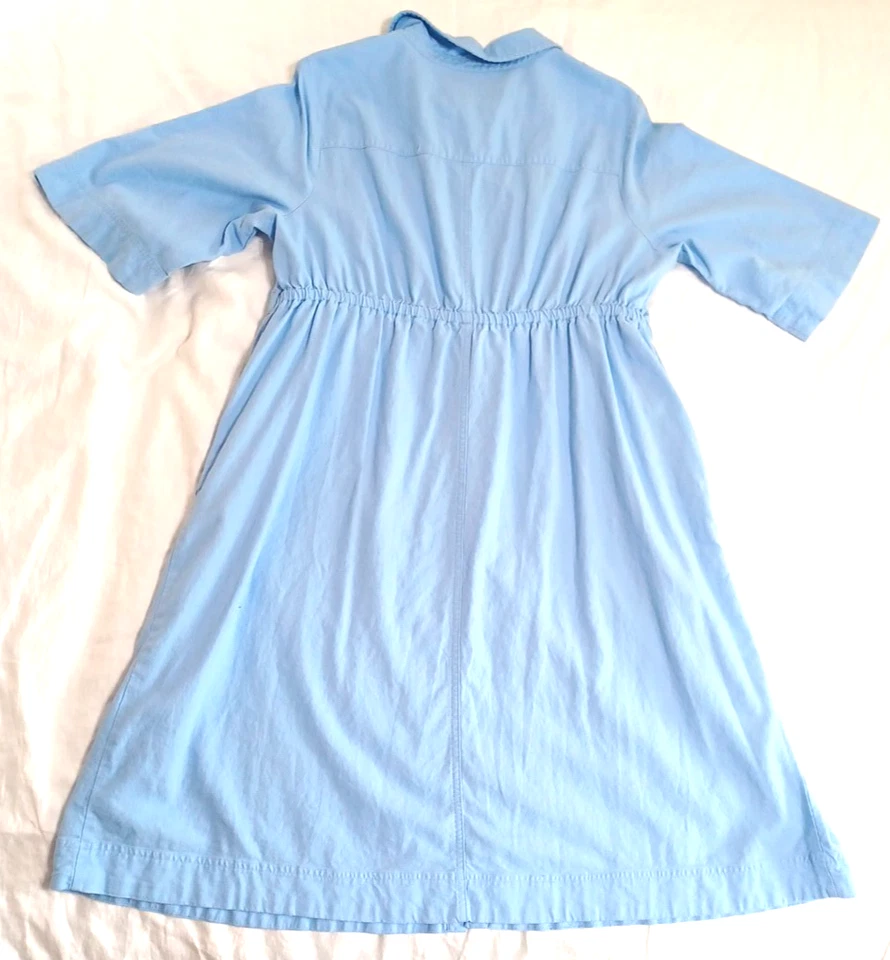 Isabel Maternity Baby Lt Blue Linen Blend Shirtdress Modest Sz XL Midi - Image 2 of 4