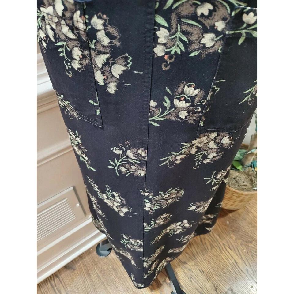 Maxi Vestido Largo Vintage Directives Negro Floral Rayón Cuello Redondo Sin Mangas M Foto 4 de 4