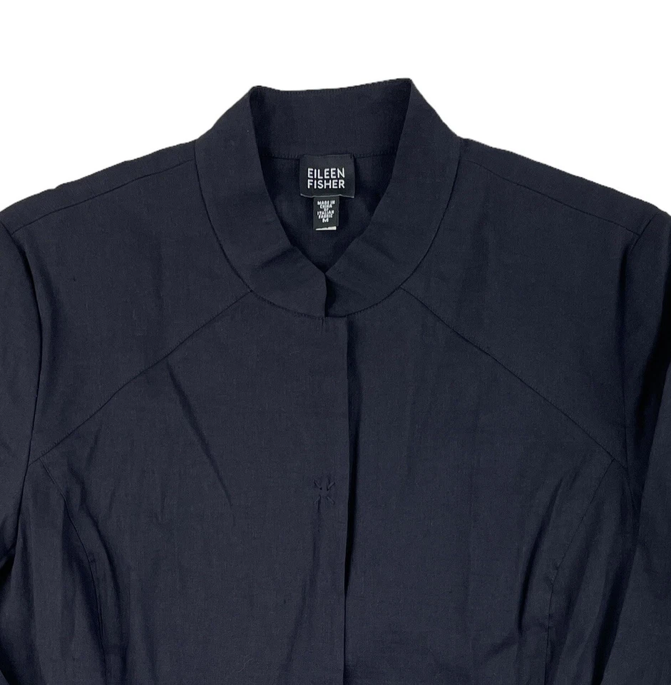 Blazer Eileen Fisher Oculto a Presión Tela Italiana Mezcla de Lino Negro Para Mujer Mediano Foto 3 de 4