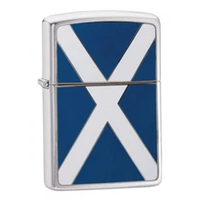 Zippo Petrol Lighter Scotland Flag Emblem Brushed Chrome Smokers Gift Windproof
