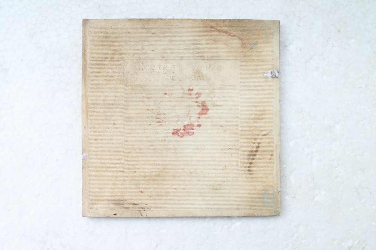 RARE OLD CERAMIC TILE FLOWER DESIGN PORCELAIN VINTAGE ART, JAPAN