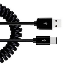USB Cable Coiled Type-C Charger Cord USB-C Power for Cell Phones
