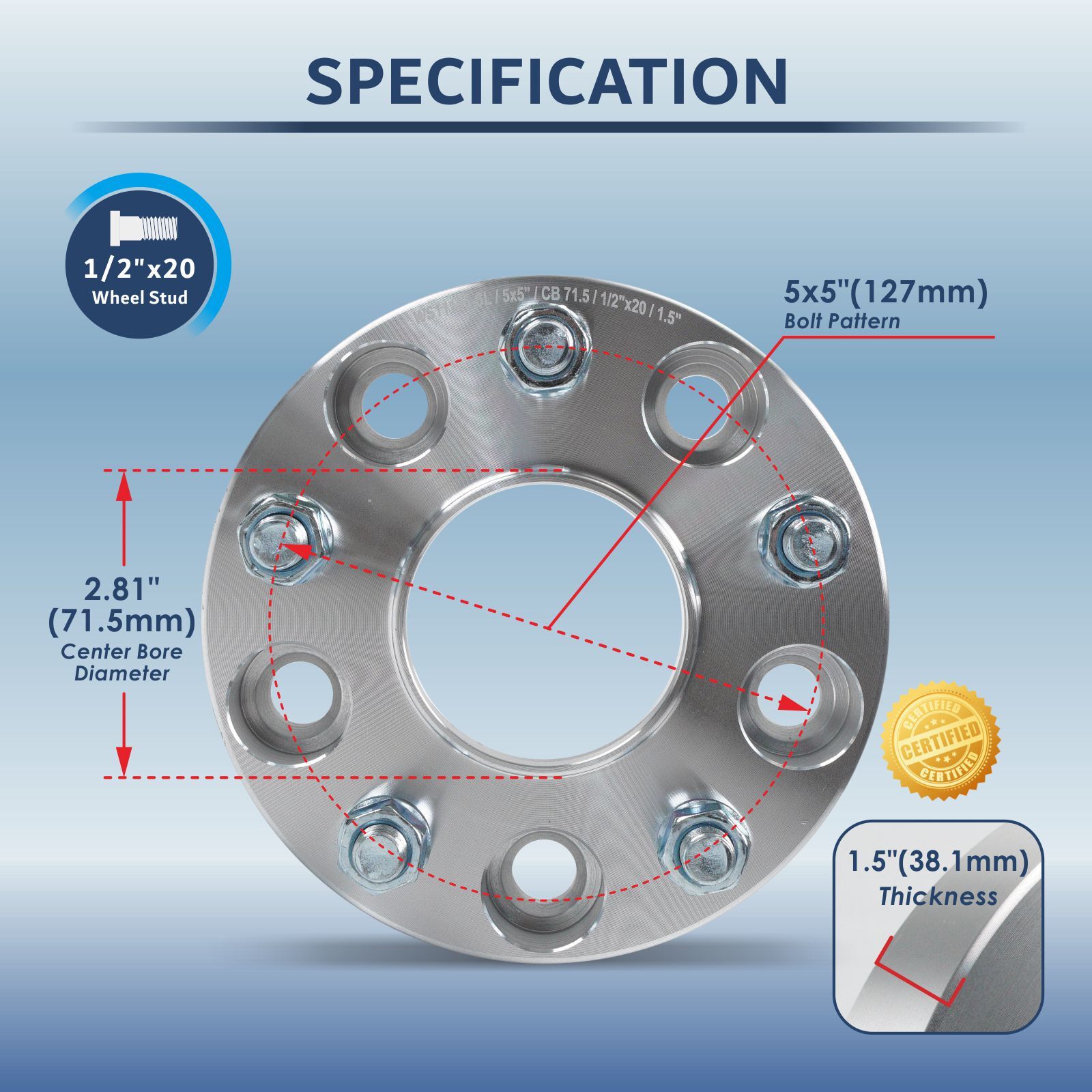 4Pc 1.5'' Hubcentric Wheel Spacers for Jeep JK JKU Wrangler Dodge 1/2