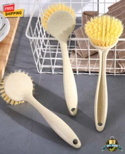 1 pc Long Handle Kitchen Cleaning Brush – Dish, Pan & Cutting Board Scrubber