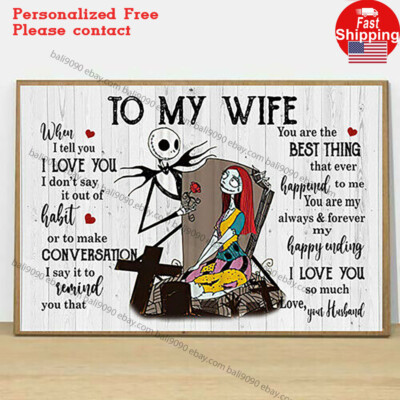 Husband To My Wife I Love You So Much Jack And Sally Poster Gift Art Print