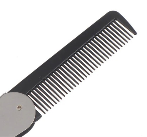Black & Silver Colour Folding Unisex Travel Hair Comb Lightweight Handbag Pocket - Picture 3 of 6