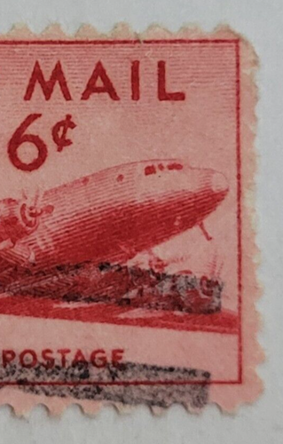 United States Postage ~ AIR MAIL ~ Red 6₵ Cent Stamp ~ Cancelled/Posted ~ 034 - Picture 3 of 6