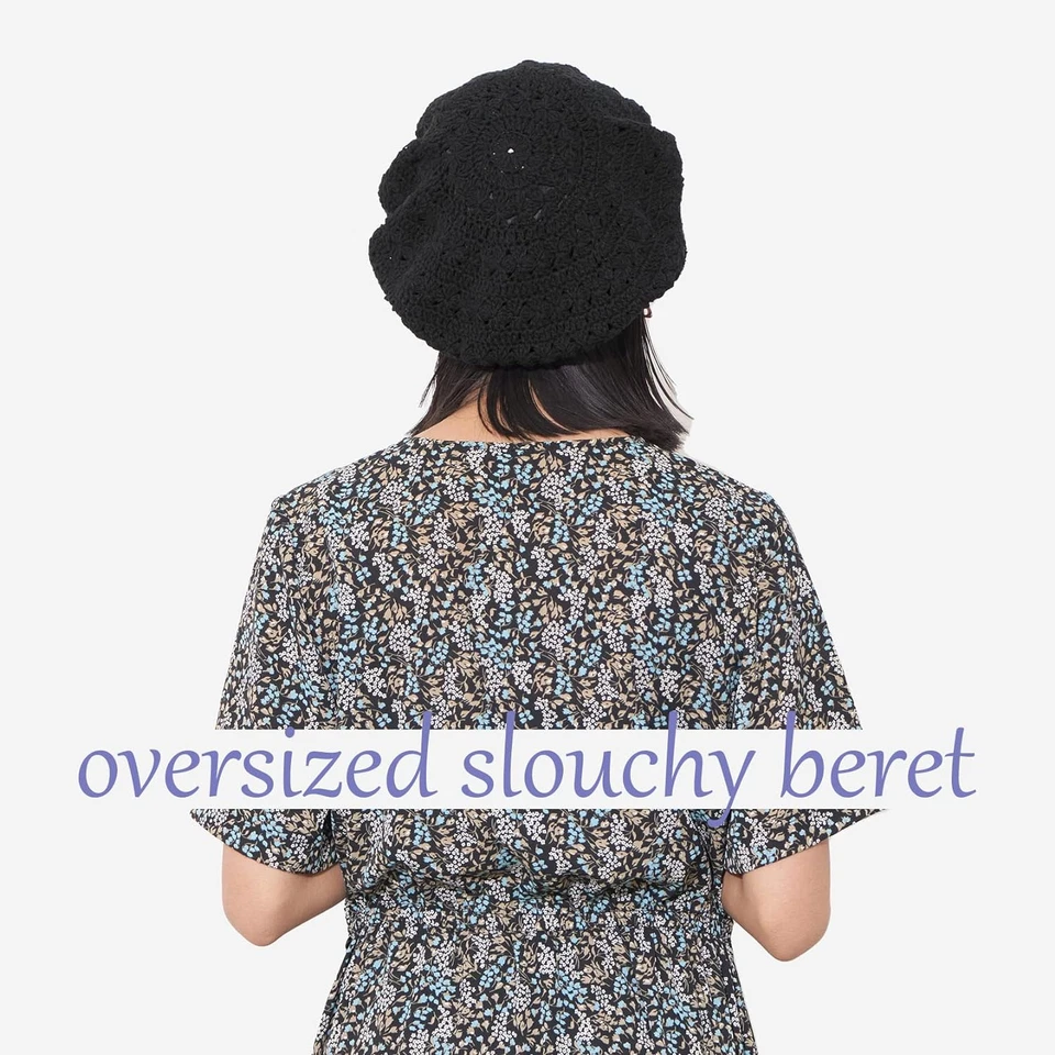 Donna Cappello Berretto Estivo Basco - Capello Uncinetto Francese Copricapo Croc - Immagine 3 di 4